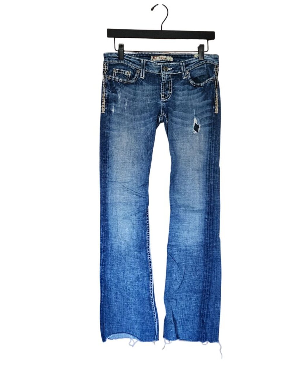 BKE Womens Stretch Sabrina Raw hem Jeans boot cut size 27